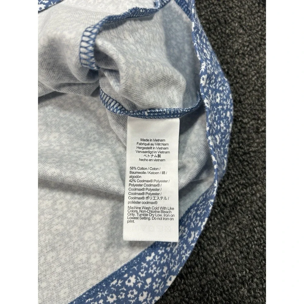 J. Crew Oarsman Shirt Men's XL Blue Henley Floral Print Coolmax Preppy‎ Golf L/S